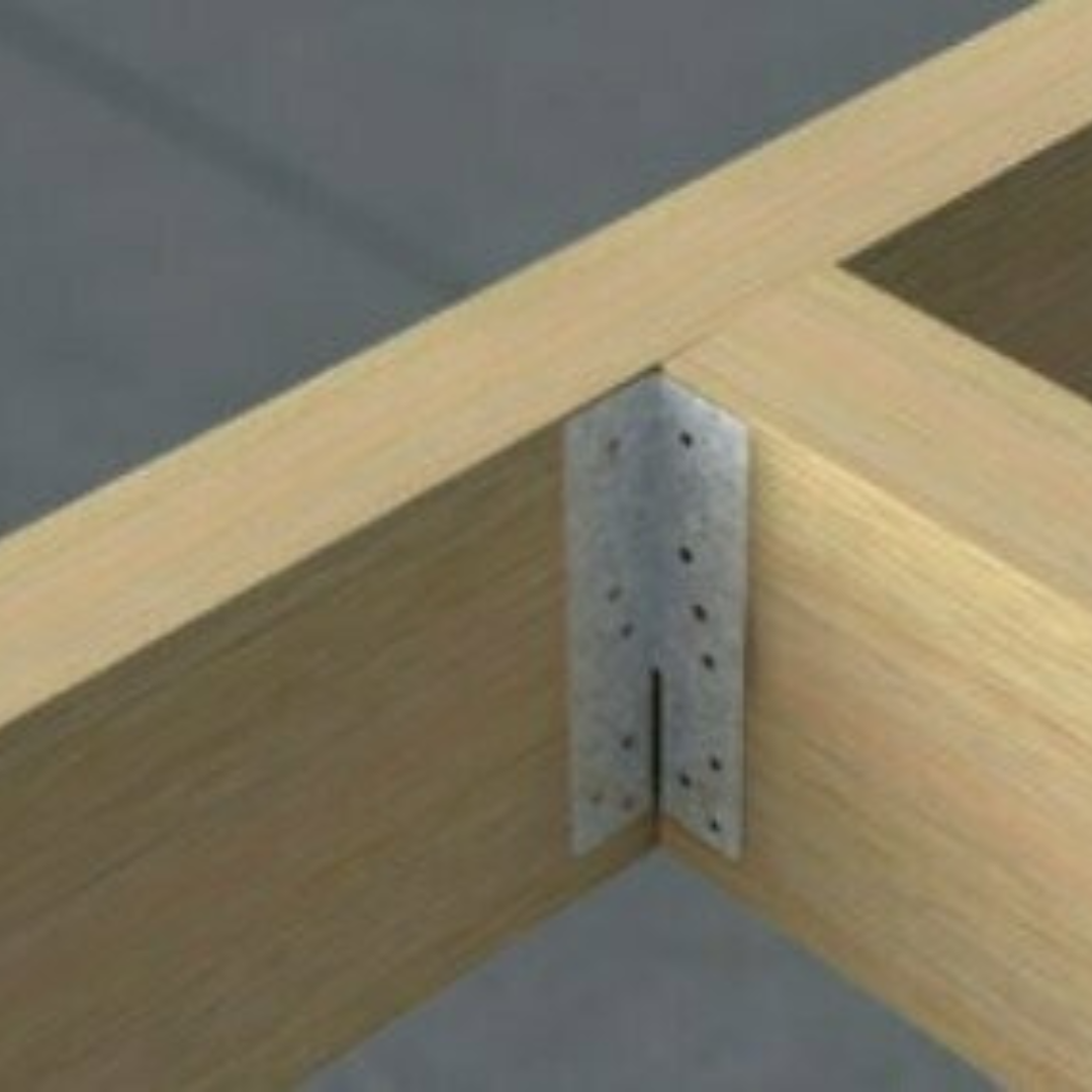 a framing anchor in use joining wood at a 90 degree angle