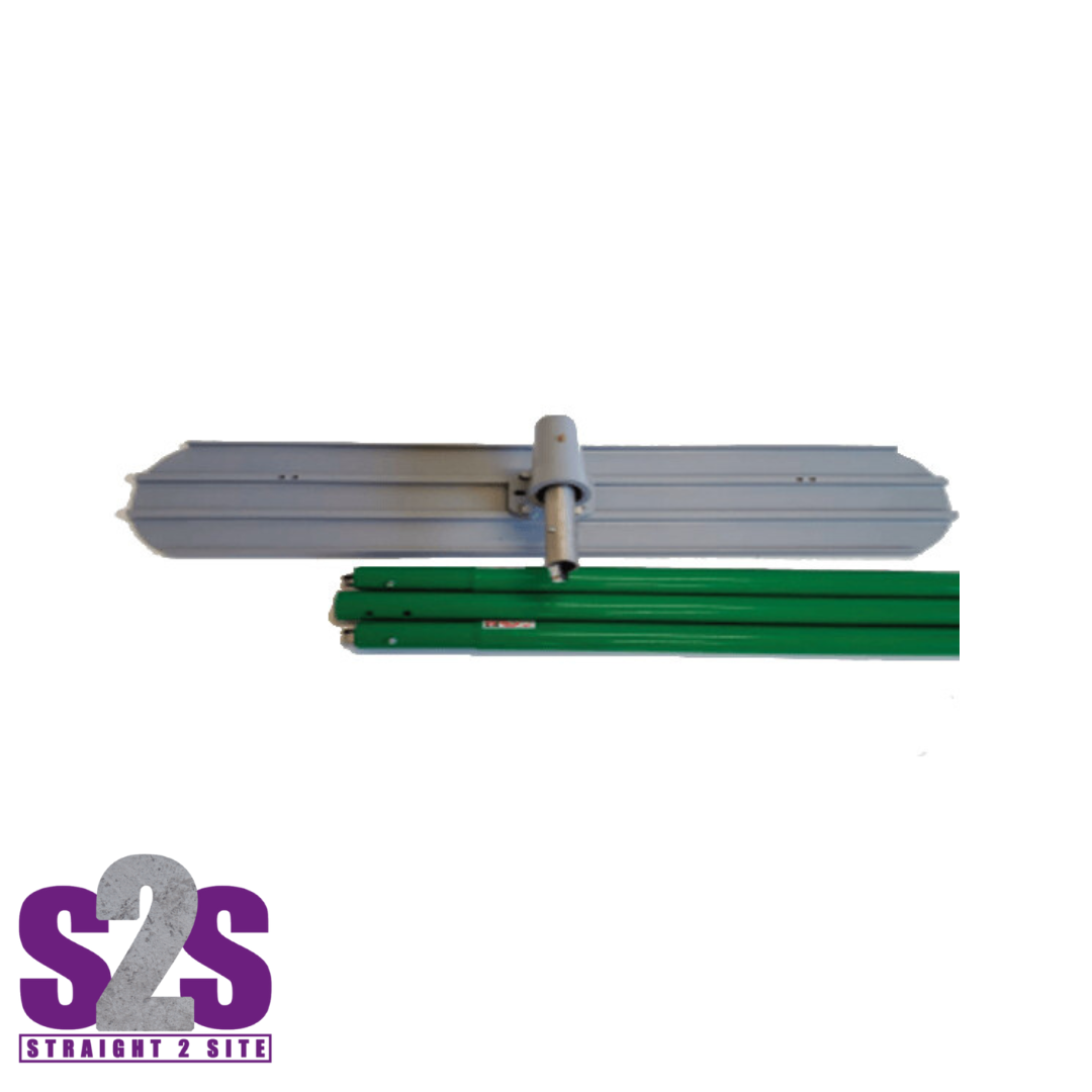 a grey magnesium bullfloat with a green knucklehead and 3 green bullfloat handles
