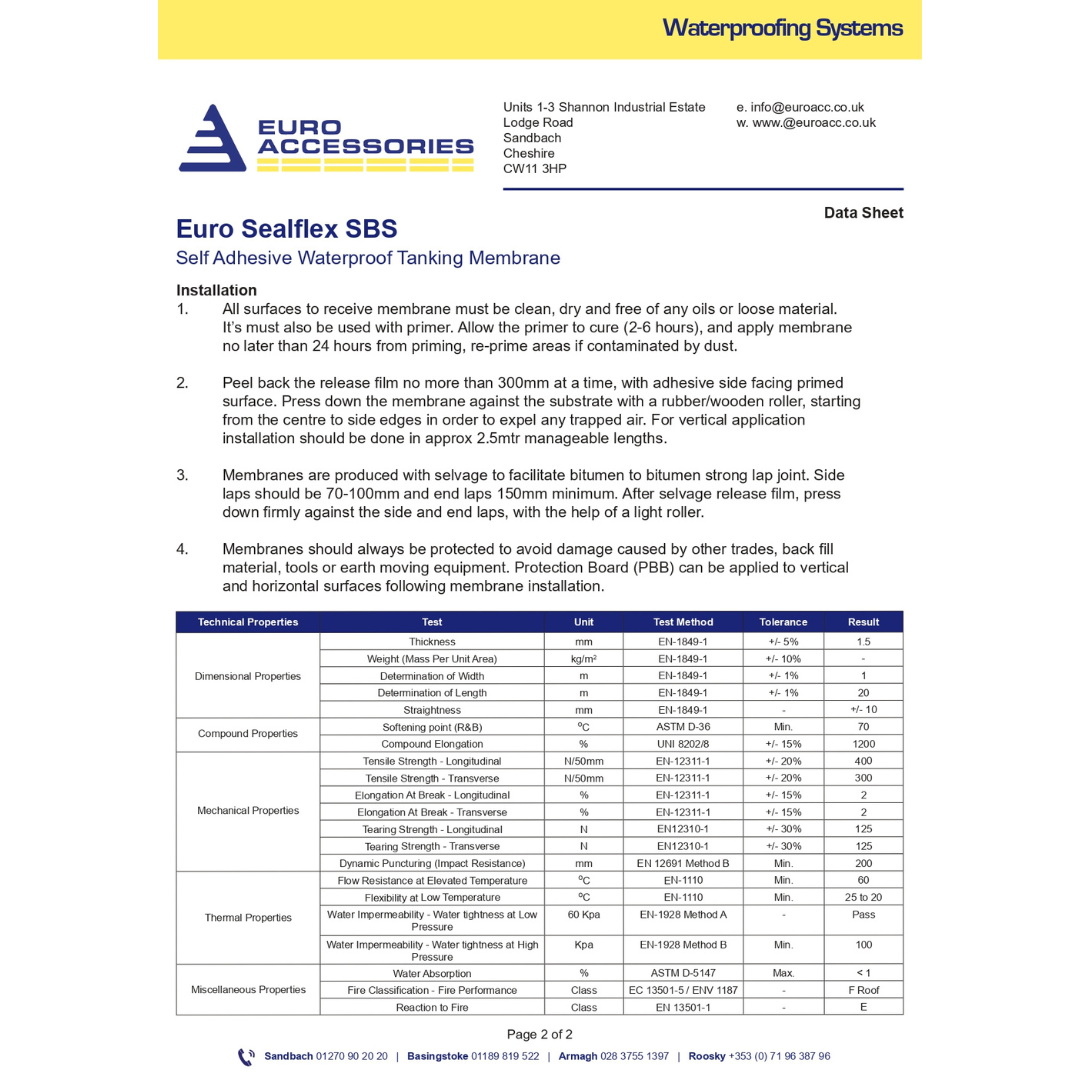 Self Adhesive Tanking Membrane