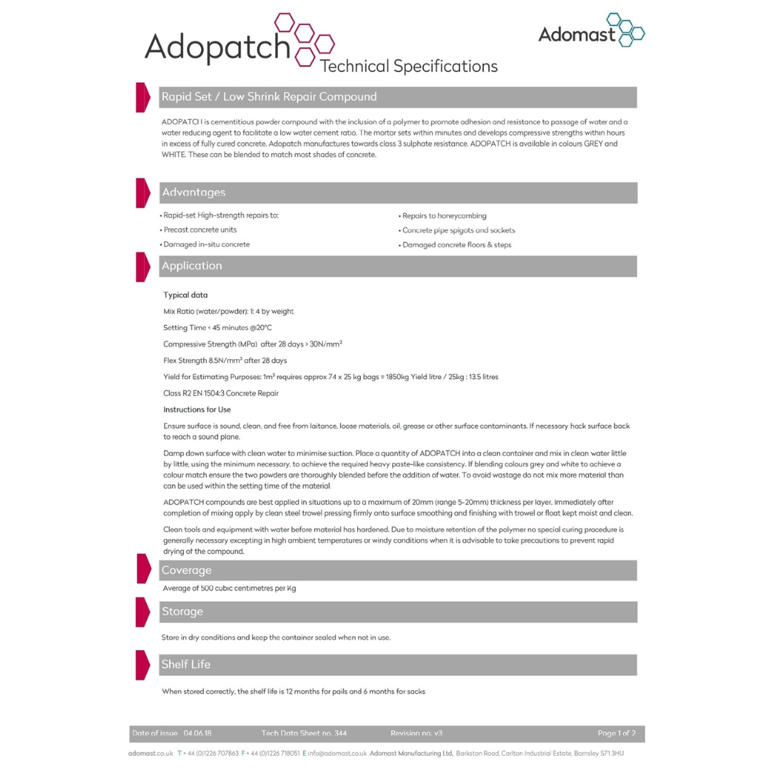 adopatch grey data sheet page 1