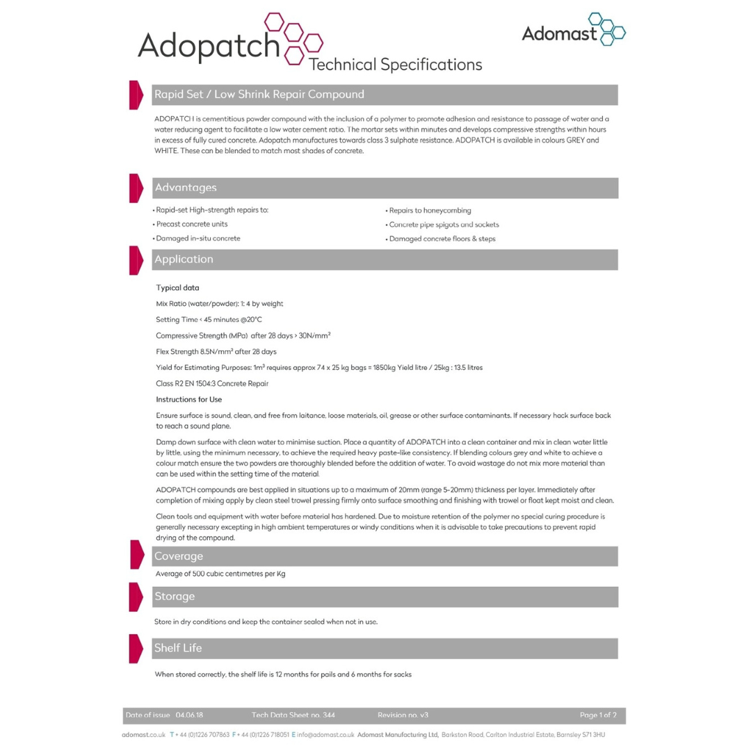 adopatch white data sheet page 1