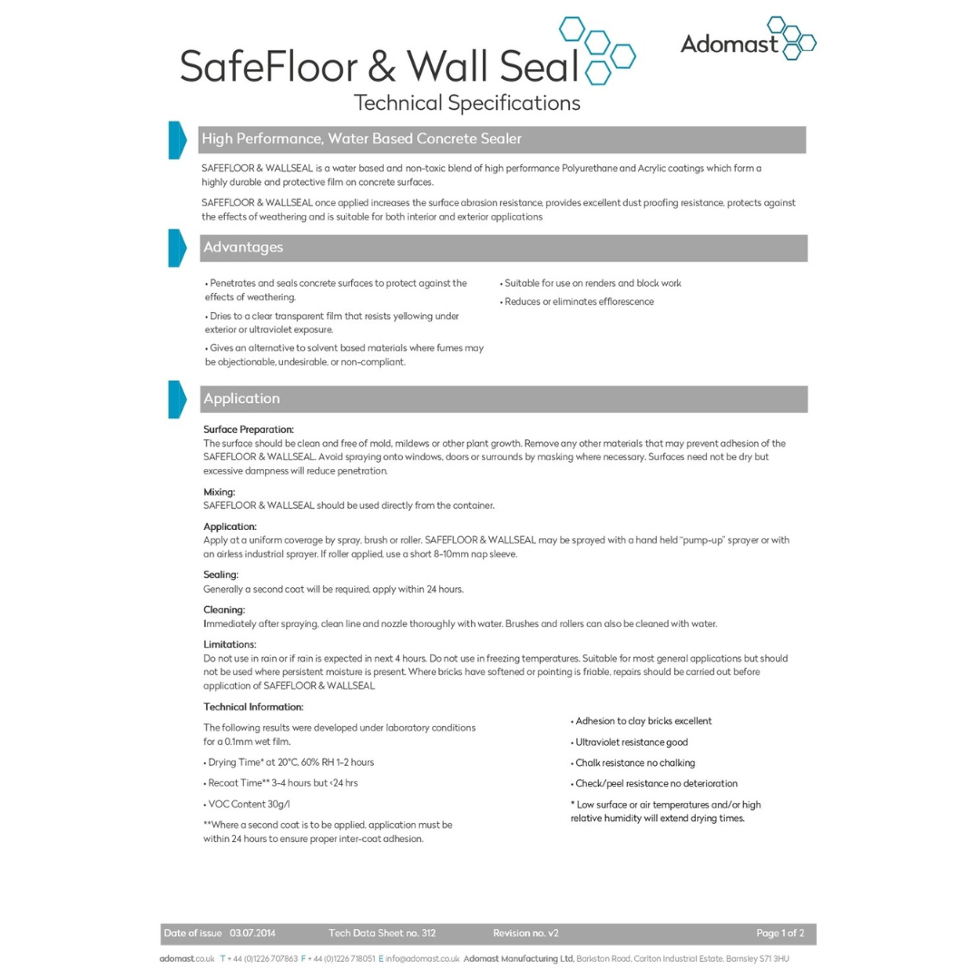 data sheet page 1 for concrete floor sealer