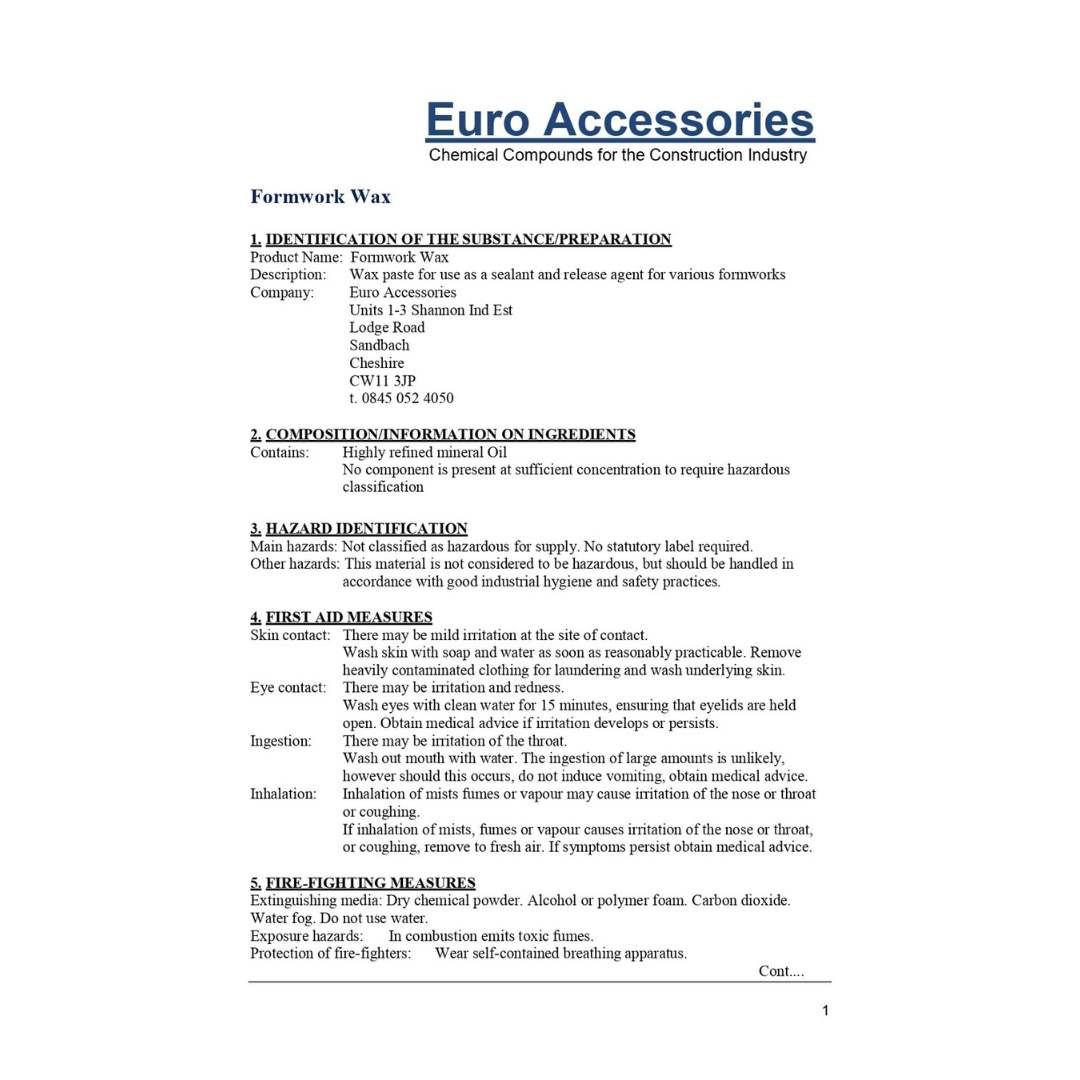 page 1 of eurowax release agent