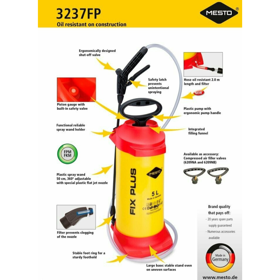 red and yellow 5 liter plastic sprayer data sheet