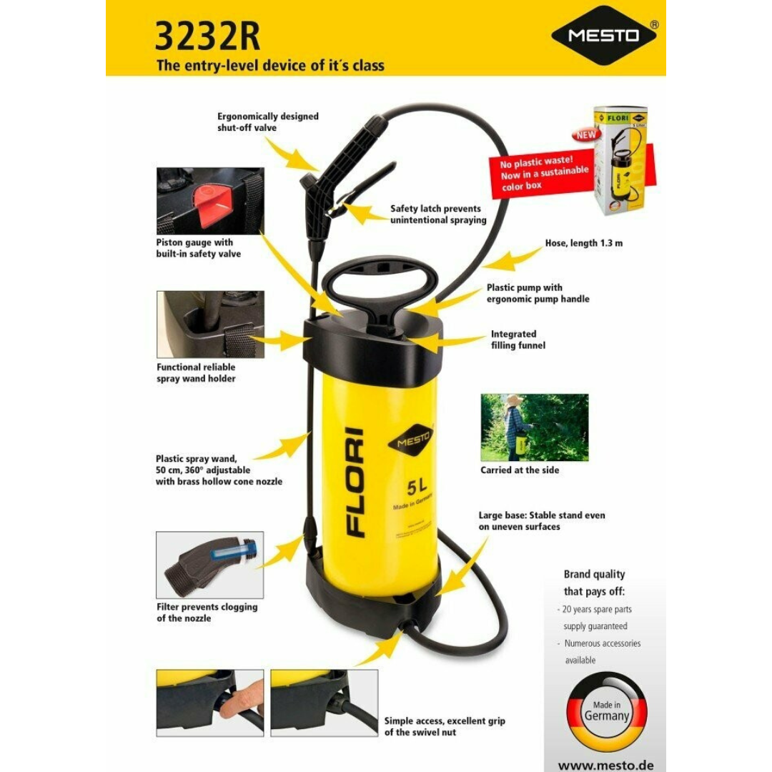 black and yellow flori plastic sprayer data sheet