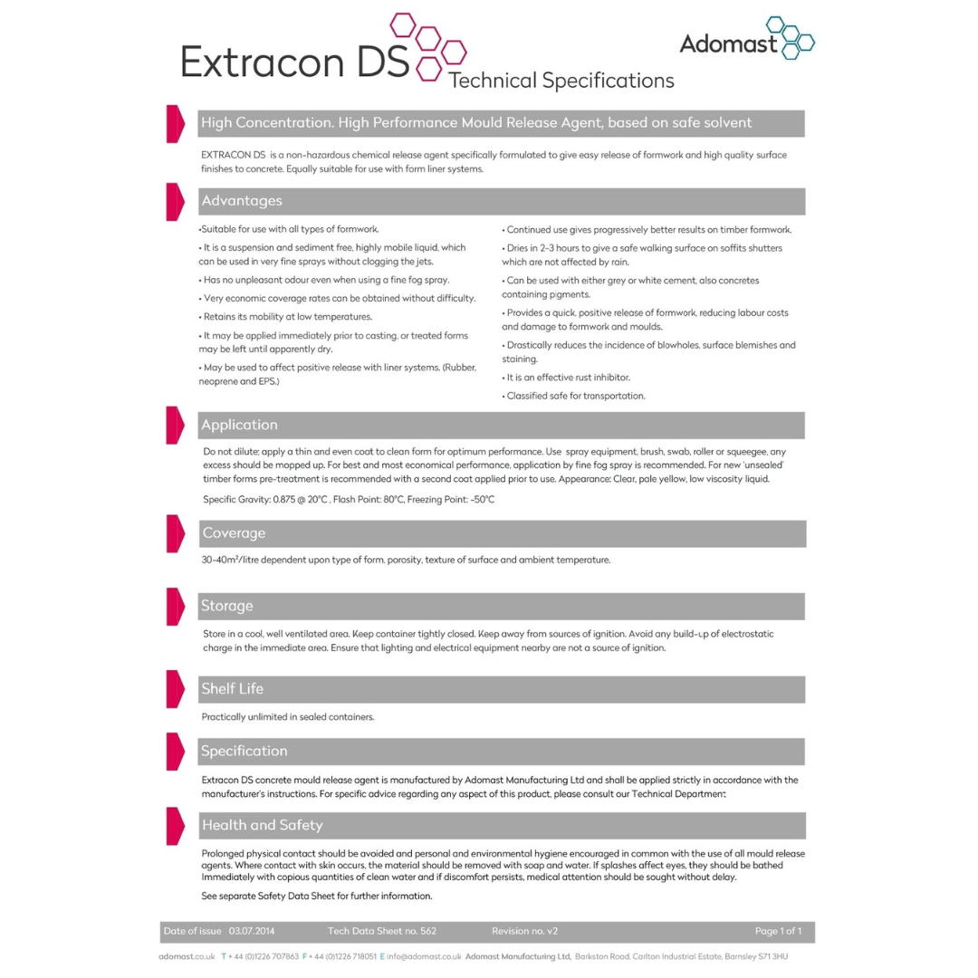 the data sheet for high performance mould release agent