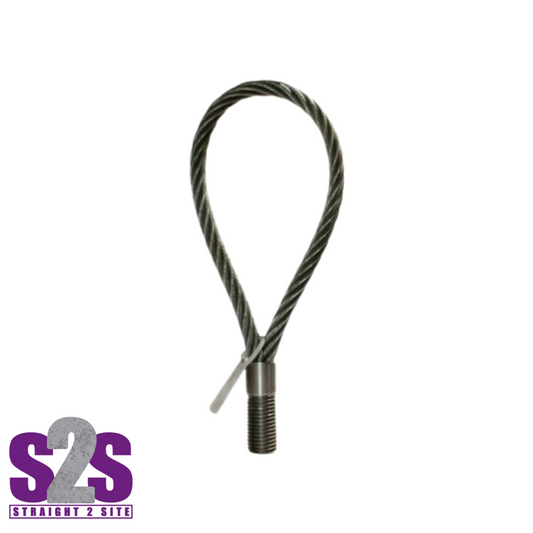 a wire and steel lifting loop dark grey