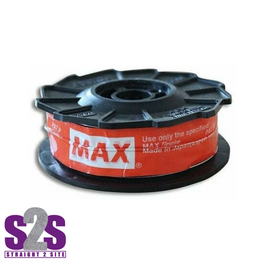 a red and black roll of max rebar tying wire