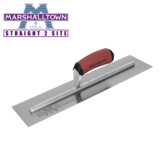 marshalltown square concrete finishing trowel silver with a red handle