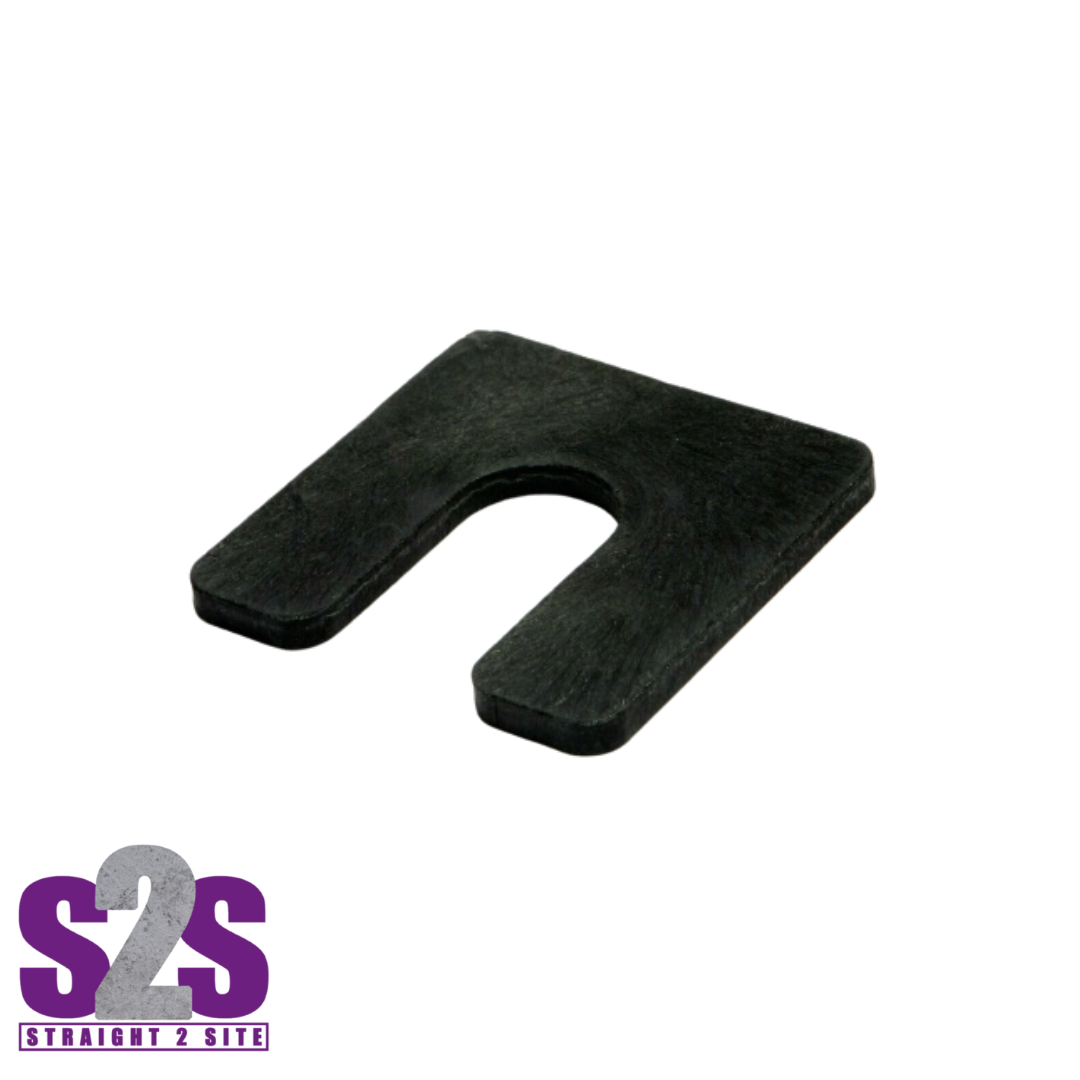 a black plastic horse shoe shim