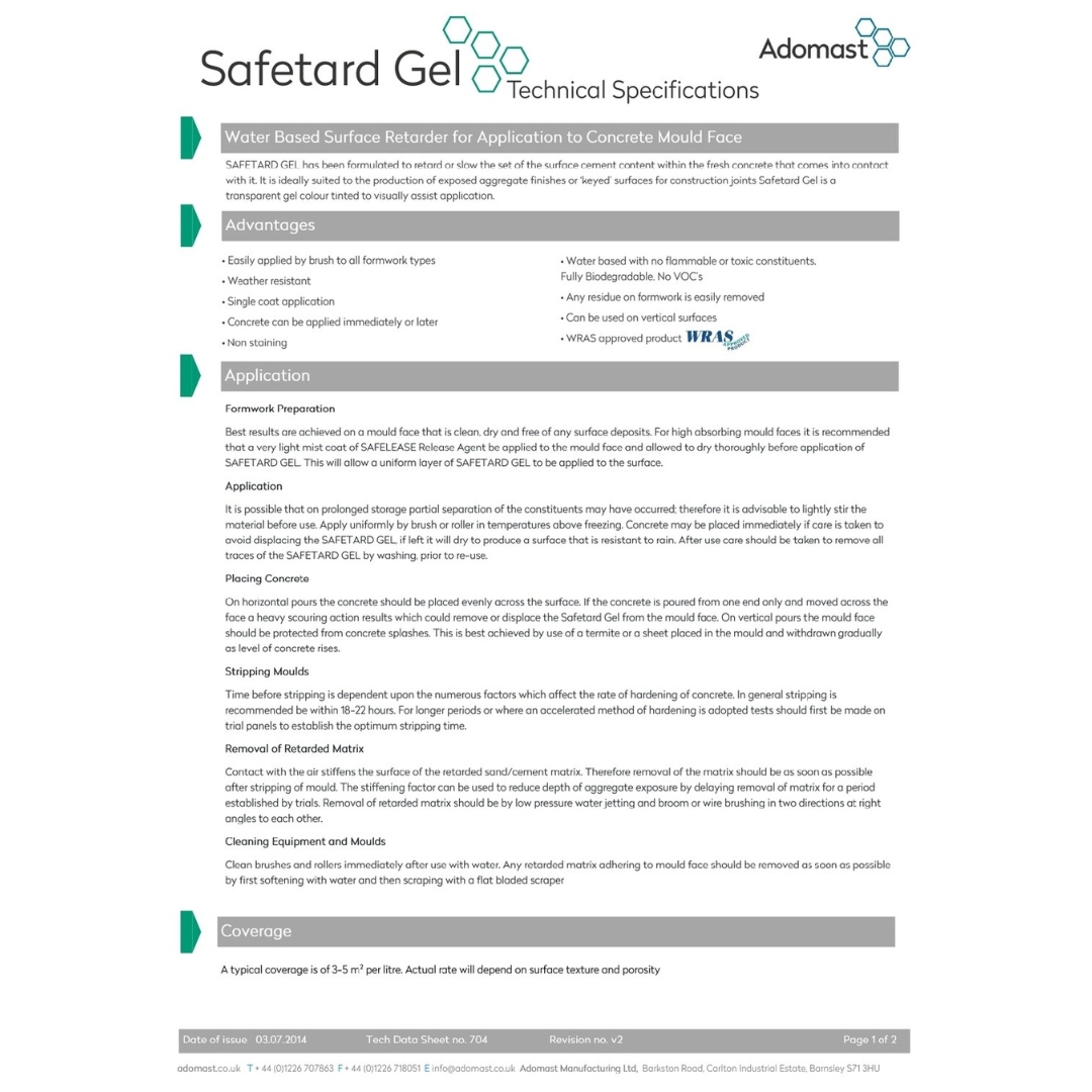 safetard gel data sheet page 1