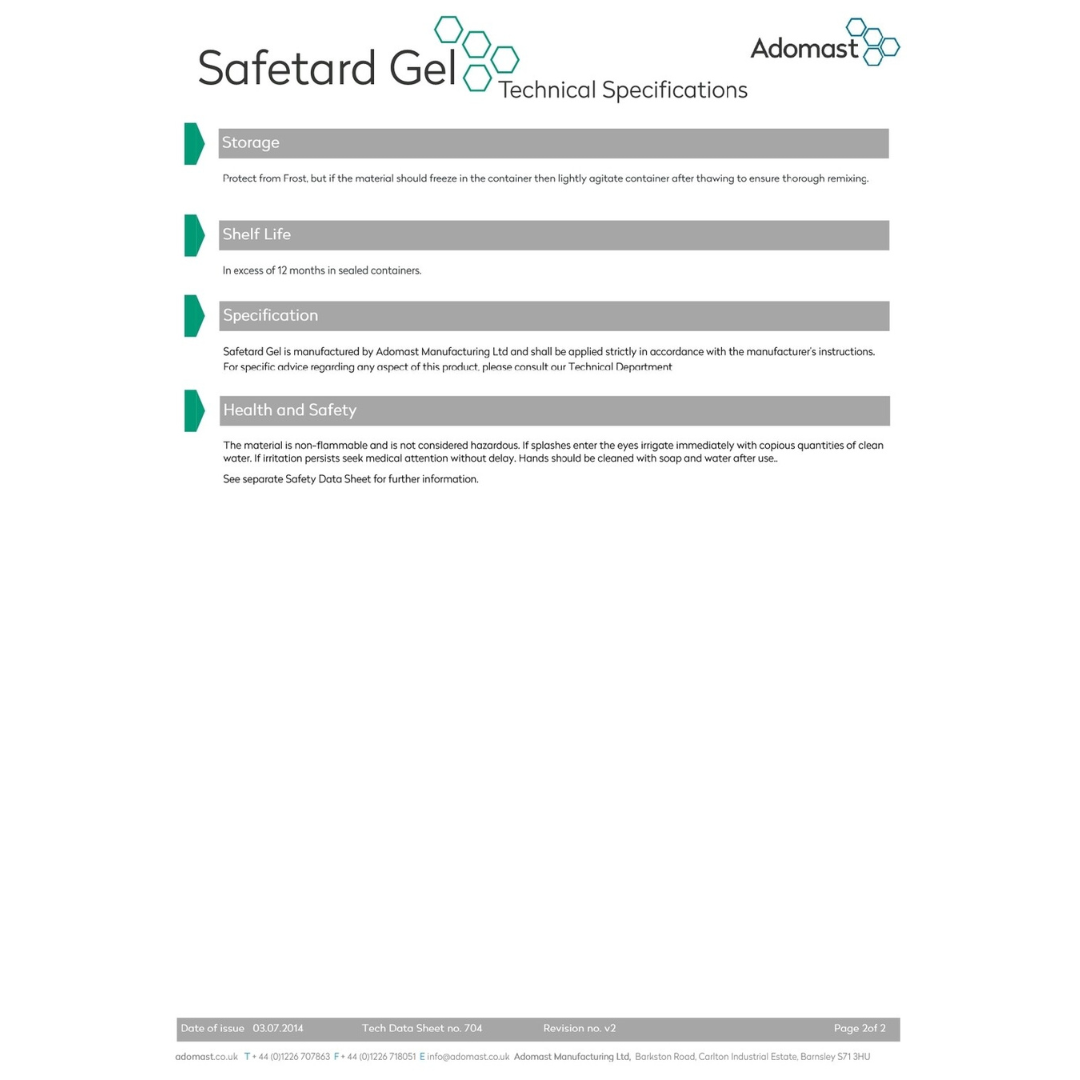 safetard gel data sheet page 2