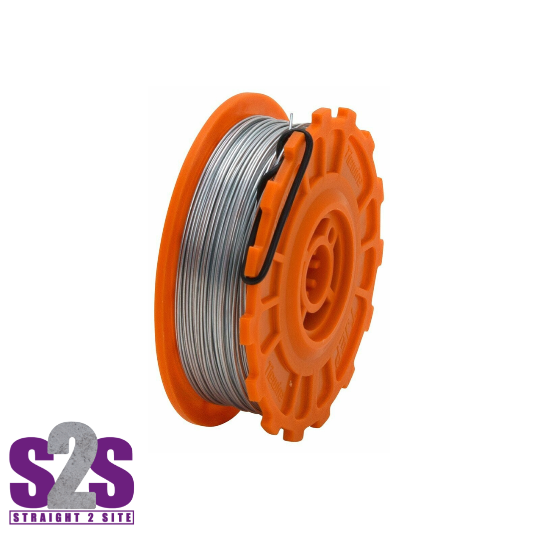 a single orange and silver coil of tying wire