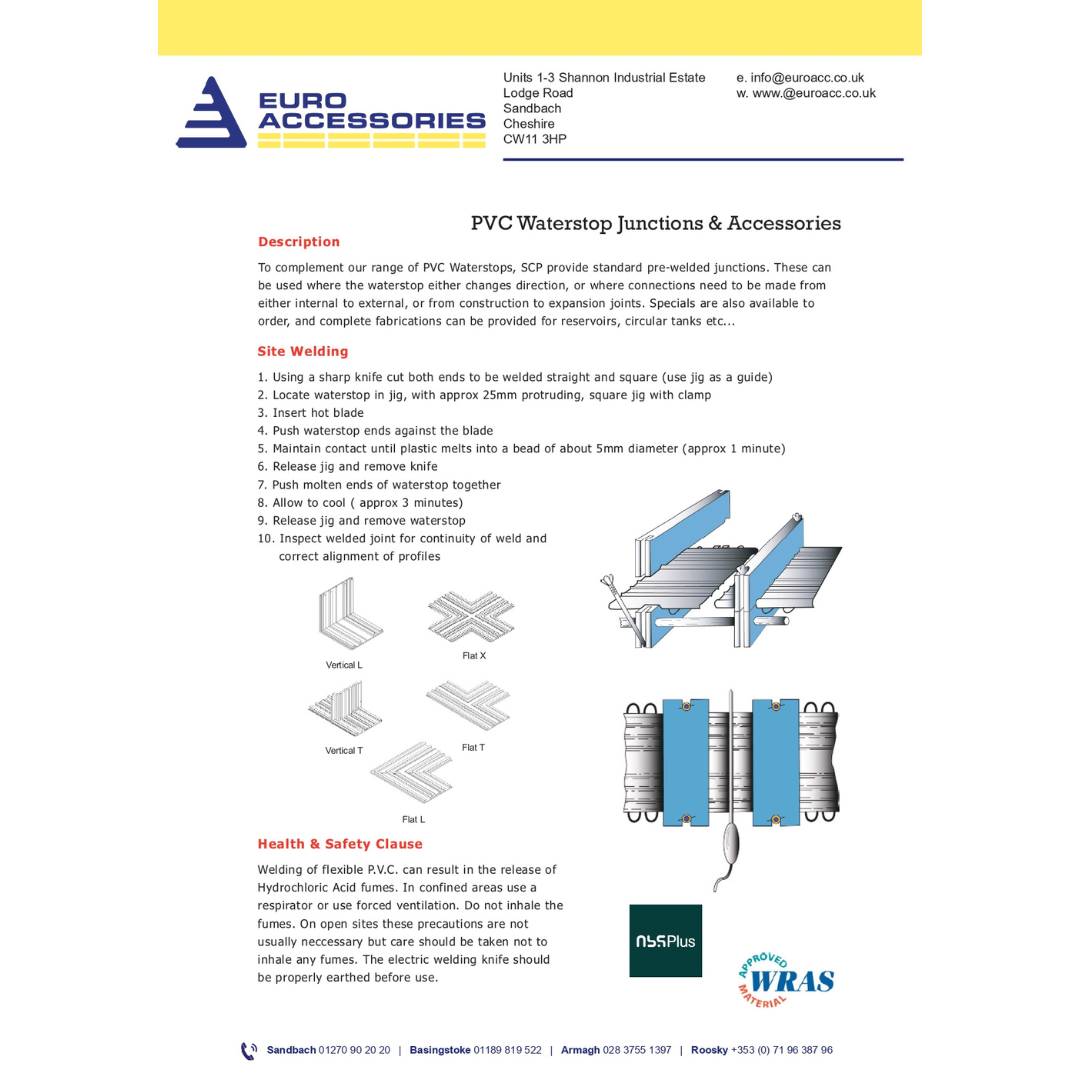Data sheet page 2 for Extaseal External PVC Waterstop (Waterbar)