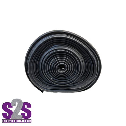 a front view of a roll of PVC black waterbar