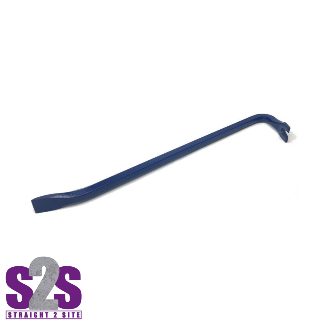 a single blue wrecking bar / crow bar